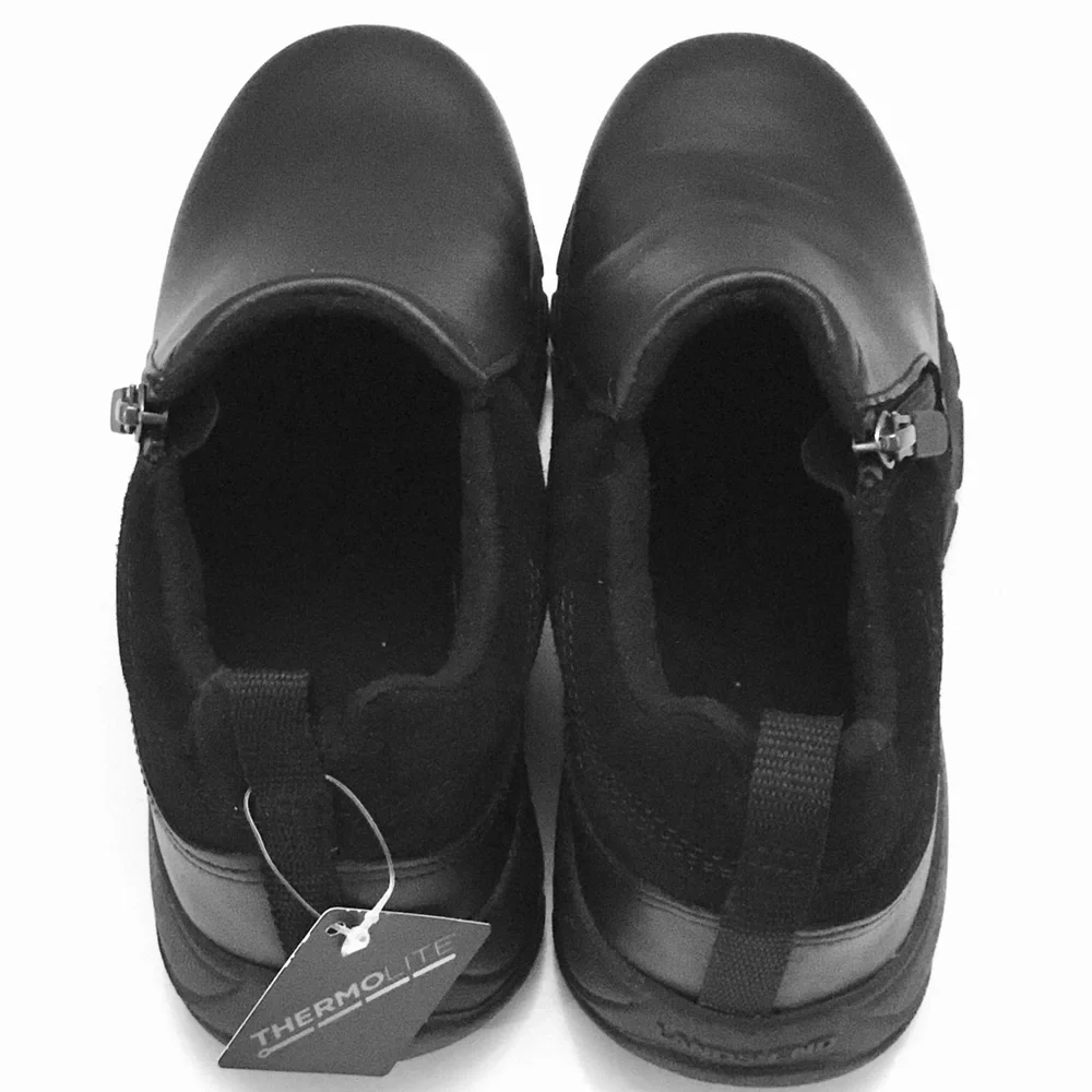 Lands End Women’s Black Leather Suede Loafer Rugged Comfort Thermolite Size 6.5